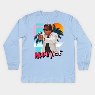 Retro Miami Vice 80s Sonny Crockett Tribute Kids Long Sleeve T-Shirt
